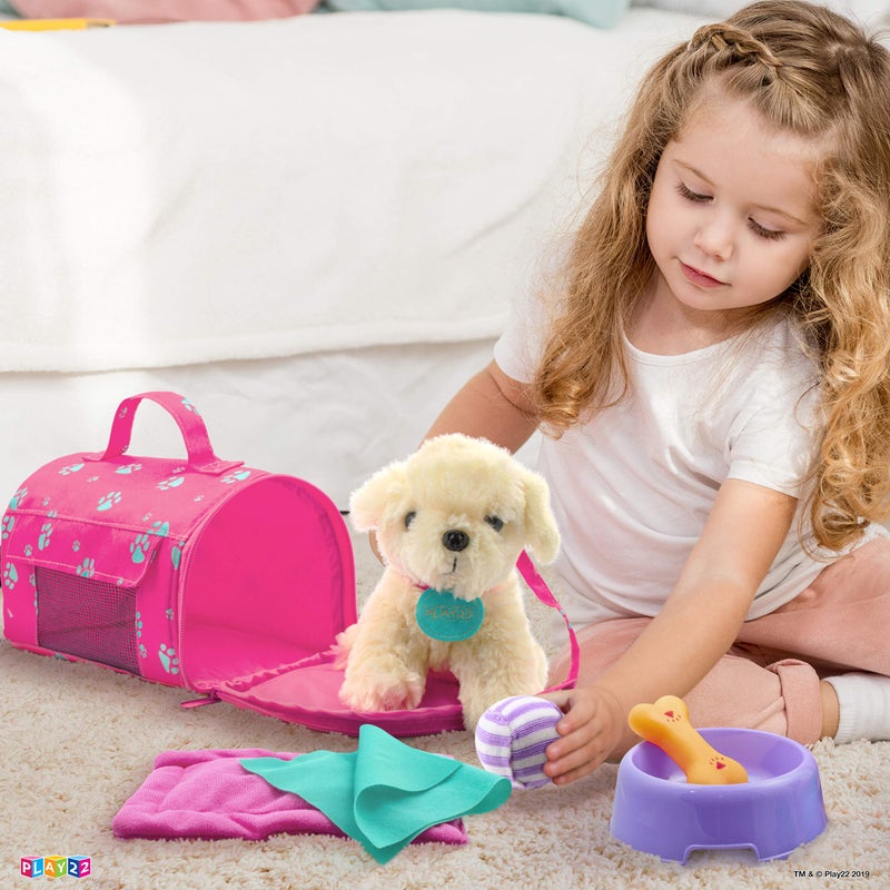 Play22 Plush Puppy Doll Set for Kids 9 PCS - Baby Doll Accessories - Doll Puppy Set - 4 Year Old Girl Birthday Gifts, Little Girl Toys, Sized for 18" Dolls, Multicolor - Image 5